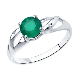 Кольцо SOKOLOV - Серебро 925, Агат, Бриллиант (арт. 92012105)