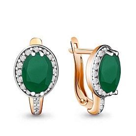 Серьги Аквамарин - Серебро 925, Агат, Фианит (арт. 4413709А.6)