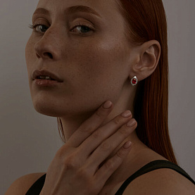 Серьги SOKOLOV - Серебро 925, Синтетический рубин, Фианит (арт. 84020007)