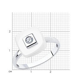 Кольцо Diamant - Серебро 925, Керамика, Фианит (арт. 94-110-01278-2)