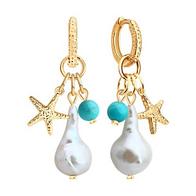 Серьги Diamant - Серебро 925, Бирюза, Жемчуг культивированный (арт. 93-321-00026-1)