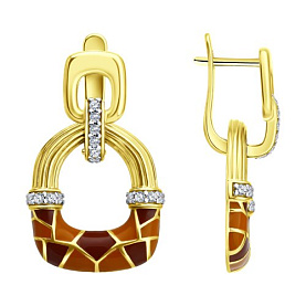 Серьги Diamant - Серебро 925, Фианит, Эмаль (арт. 93-121-00065-1)