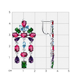 Серьги SOKOLOV - Серебро 925, Синтетический рубин, Фианит (арт. 94026621)