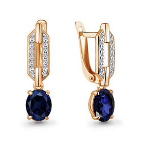 Серьги Аквамарин - Серебро 925, Синтетический сапфир , Фианит (арт. 450170АБ.6)