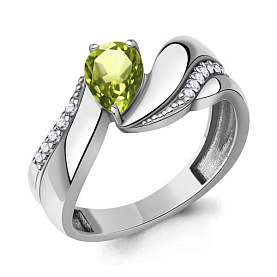 Кольцо Аквамарин - Серебро 925, Фианит, Хризолит (арт. 65024107А.5)