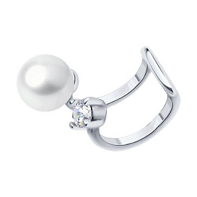 Серьга SOKOLOV - Серебро 925, Жемчуг имитация, Фианит (арт. 94170356)