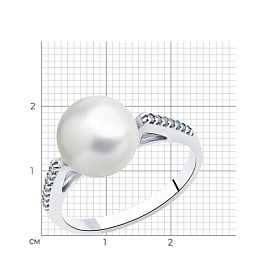 Кольцо SOKOLOV - Серебро 925, Жемчуг культивированный, Фианит (арт. 94013115)