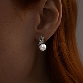 Серьги SOKOLOV - Серебро 925, Жемчуг культивированный, Фианит (арт. 94022592)