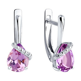 Серьги SOKOLOV - Серебро 925, Аметист, Фианит (арт. 92022963)