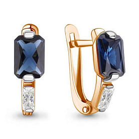 Серьги Аквамарин - Серебро 925, Синтетический сапфир , Фианит (арт. 49813Н.6)