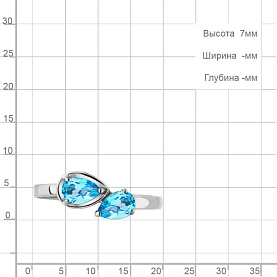 Кольцо Аквамарин - Серебро 925, Топаз, Фианит (арт. 6945505.5)