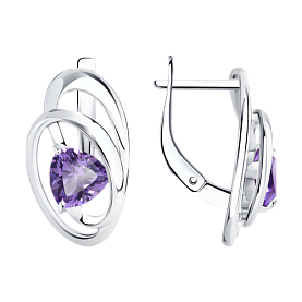 Серьги SOKOLOV - Серебро 925, Синтетический аметист (арт. 92022345)