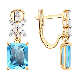 Серьги SOKOLOV - Золото 585, Горный хрусталь, Топаз (арт. 729325)