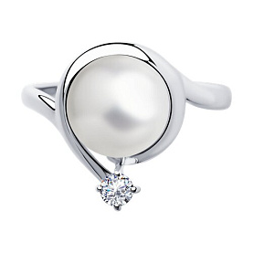 Кольцо Diamant - Серебро 925, Жемчуг культивированный, Фианит (арт. 94-310-01111-1)