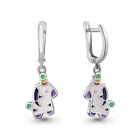 Серьги Аквамарин - Серебро 925, Эмаль (арт. 34660.5)