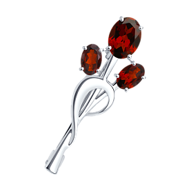 Брошь Diamant - Серебро 925, Гранат (арт. 94-340-01165-2)
