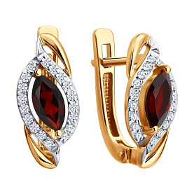 Серьги SOKOLOV - Золото 585, Гранат, Фианит (арт. 729315)
