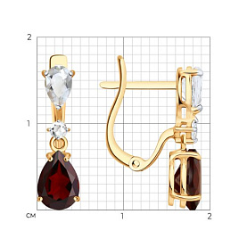 Серьги SOKOLOV - Золото 585, Горный хрусталь, Гранат (арт. 729262)