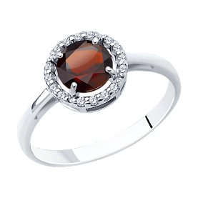 Кольцо SOKOLOV - Серебро 925, Гранат, Фианит (арт. 92011018)