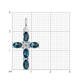 Подвеска SOKOLOV - Серебро 925, Топаз лондон, Фианит (арт. 92030760)