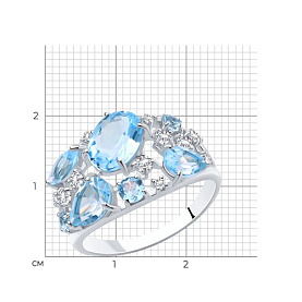 Кольцо SOKOLOV - Серебро 925, Топаз, Фианит (арт. 92010219)