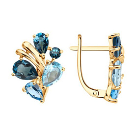 Серьги SOKOLOV - Золото 585, Топаз, Топаз лондон (арт. 729445)