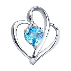 Подвеска SOKOLOV - Серебро 925, Топаз, Фианит (арт. 92030001)