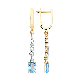 Серьги SOKOLOV - Золото 585, Топаз, Фианит (арт. 727373)