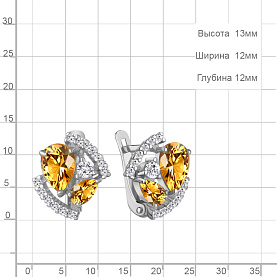 Серьги Аквамарин - Серебро 925, Фианит, Цитрин (арт. 4320806А.5)