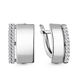 Серьги Аквамарин - Серебро 925, Фианит (арт. 48373А.5)