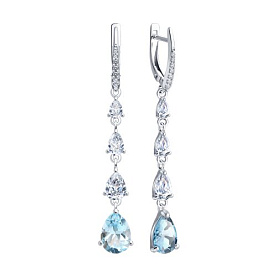 Серьги SOKOLOV - Серебро 925, Топаз, Фианит (арт. 92023020)
