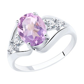 Кольцо SOKOLOV - Серебро 925, Аметист, Фианит (арт. 92011936)