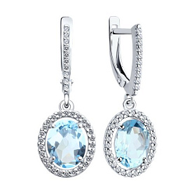 Серьги Diamant - Серебро 925, Топаз, Фианит (арт. 94-321-01999-1)