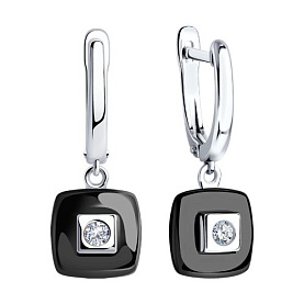 Серьги Diamant - Серебро 925, Керамика, Фианит (арт. 94-121-01278-1)