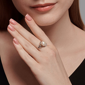 Кольцо SOKOLOV - Серебро 925, Жемчуг культивированный, Фианит (арт. 92014416)