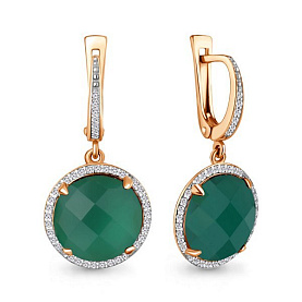 Серьги Аквамарин - Серебро 925, Агат, Фианит (арт. 4436409А.6)