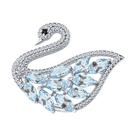Брошь SOKOLOV - Серебро 925, Топаз, Фианит (арт. 92040123)