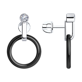 Серьги Diamant - Серебро 925, Керамика, Фианит (арт. 94-122-01280-1)