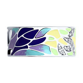 Кольцо SOKOLOV - Серебро 925, Фианит, Эмаль (арт. 94012402)