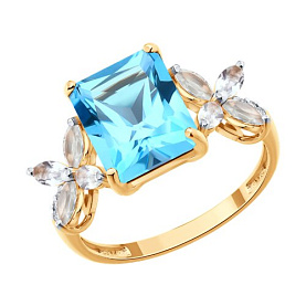 Кольцо SOKOLOV - Золото 585, Горный хрусталь, Топаз, Бриллиант (арт. 71-00453)