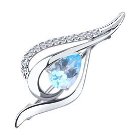 Брошь Diamant - Серебро 925, Топаз, Фианит (арт. 94-340-01045-1)