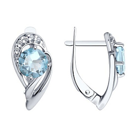 Серьги Diamant - Серебро 925, Топаз, Фианит (арт. 94-320-00184-1)