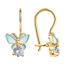 Серьги SOKOLOV - Серебро 925, Фианит, Эмаль (арт. 93020393)