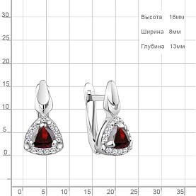 Серьги Аквамарин - Серебро 925, Гранат, Фианит (арт. 4737303А.5)