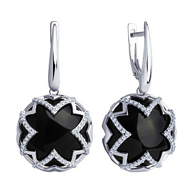 Серьги SOKOLOV - Серебро 925, Агат, Фианит (арт. 83020099)