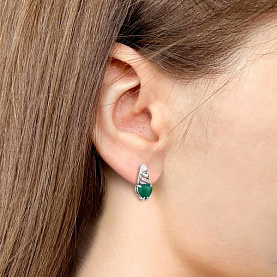 Серьги Аквамарин - Серебро 925, Агат, Фианит (арт. 4469909А.5)