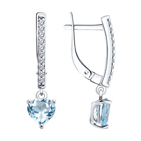 Серьги SOKOLOV - Серебро 925, Топаз, Фианит (арт. 92022945)