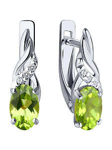 Серьги Diamant - Серебро 925, Фианит, Хризолит (арт. 94-320-00177-2)
