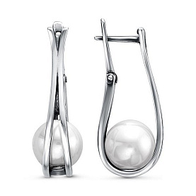 Серьги Красная пресня - Серебро 925, Жемчуг имитация (арт. 33613698)