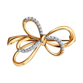 Брошь SOKOLOV - Золото 585, Фианит (арт. 040346)